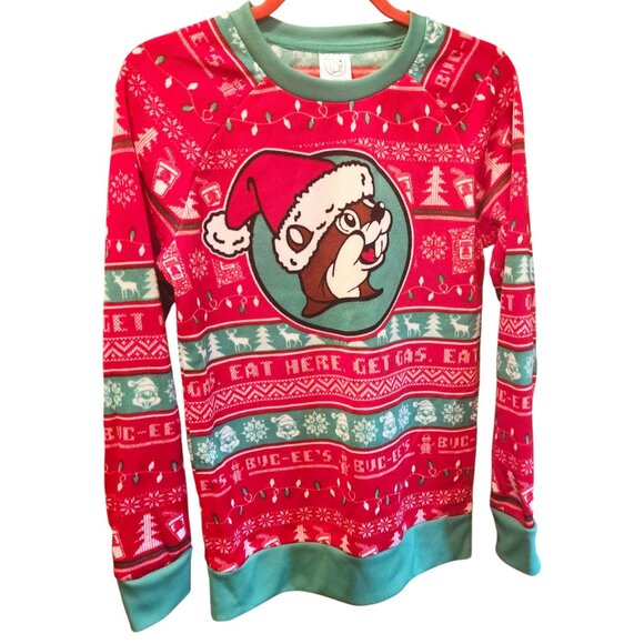 Buc-ee's Ugly Christmas Sweater Red, Green, White Fleece-Lined Women's Sz. Small - Picture 1 of 10